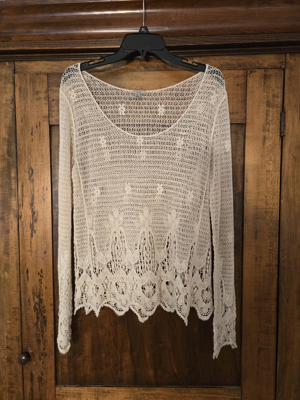 Ecote (Urban Outfitters) Open Crochet Scoop Neck Top in Cream XS